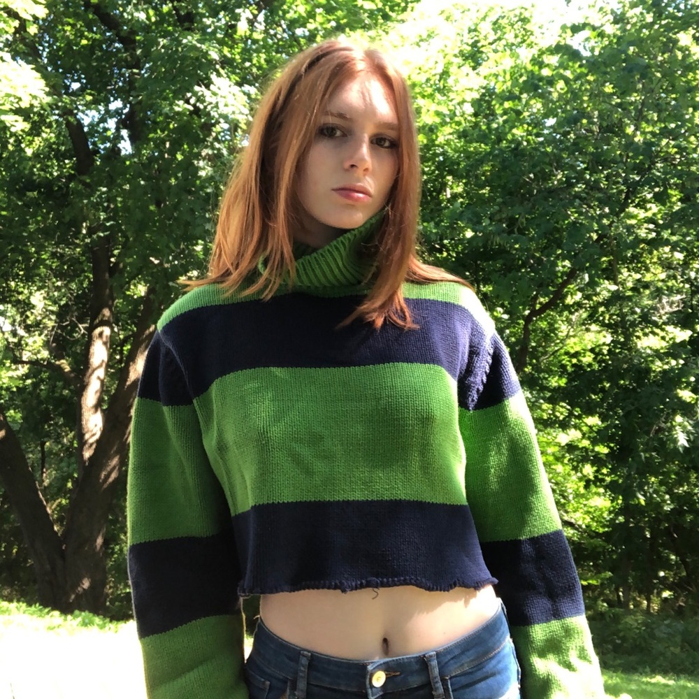 Striped cropped sweater